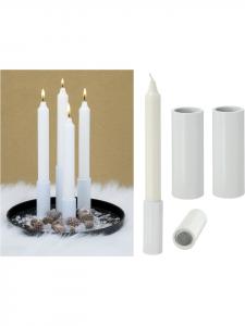 Novaliv Набор из 2 магнитных подсвечников для тонких свечей, белые, 2,8x5 см