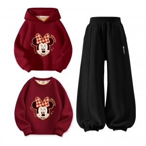 Детский костюм Tang с круглым вырезом и толстым воротником Disney, [thickened and fleece-lined]dini star бордовый+didi joy k черный+dini star бордовый
