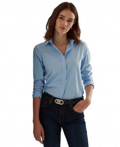 Хлопковая рубашка больших размеров, не требующая особого ухода Lauren Ralph Lauren, синий