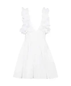 Хлопковое мини-платье с V-образным вырезом сзади Msgm, белый