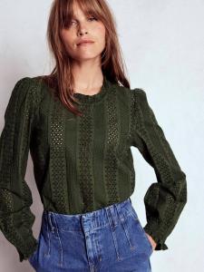 Блузка из хлопка с жабо и вышивкой Boden