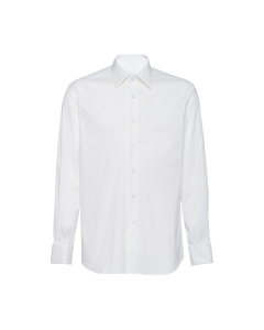 Сорочка-смокинг из стрейчевого поплина Prada, белая