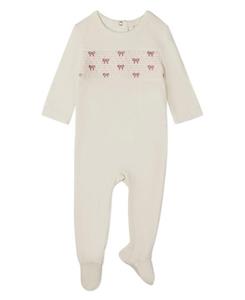 Детский комбинезончик для девочек с присборенной отделкой и бантом MeMoi, Winter white