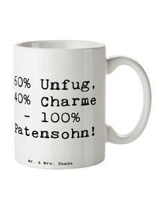 Кружка с амулетом крестника и надписью белого цвета Mr. & Mrs. Panda