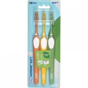 Зубная щетка Supreme сужающейся формы с короткой и длинной щетиной — набор из 3 штук разных цветов, Tepe