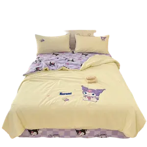Высококачественное гипоаллергенное роскошное мультяшное антибактериальное стеганое летнее одеяло из хлопка Sanrio, Star-Cute Ghost Kuromi