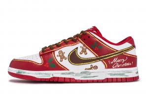 Nike Мужские износостойкие низкие скейтбордные кроссовки Dunk, красные, белый и зеленые