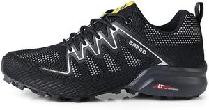 Мужские походные кроссовки легкие для улицы - дышащие противоскользящие обувь для прогулок, тренировок, трекинга, кемпинга и повседневной носки Qacksv, черный