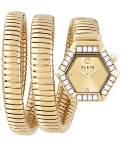 Женские наручные часы Snake Hexagon с золотым ионным покрытием и браслетом-оберткой, 28 мм Philipp Plein