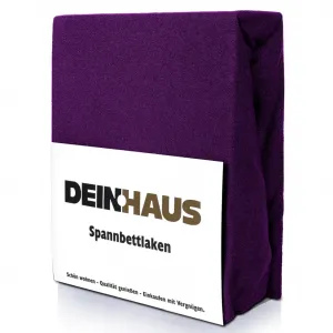 Простыня на резинке из махрового хлопка, приятная для кожи ткань, на резинке, сливовая 160 х 200 см DH DEIN . HAUS