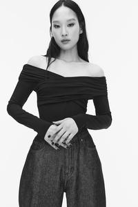 Драпированное боди танга H&M, черный