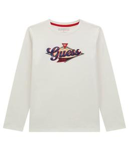 Лонгслив детский Guess хлопковый с длинными рукавами, экрю
