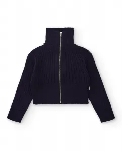 Свитер для девочки темно-синего цвета с металлической застежкой Tuc tuc