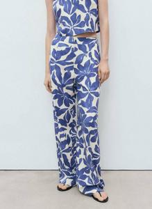 Брюки FLORAL PRINT Mango, темно-синий