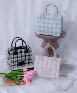 Сумка-шоппер в твидовую клетку Jill By Jill Stuart, цвет Pink