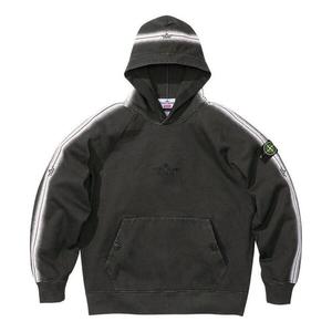 Толстовка x stone island stripe hooded sweatshirt 'black white' Supreme, черный