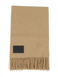 Шарф с нашивкой-логотипом и бахромой по краям Hogan, нейтральный