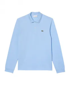 Прозрачная голубая рубашка-поло с длинными рукавами Lacoste, синий