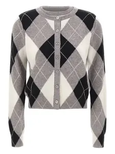 Кардиган на пуговицах с ромбовидным узором Kaos, серый