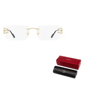 Cartier Бесоправная прямоугольная оправа для очков, Gold
