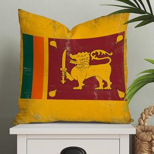 Generic Чехол для подушки с флагом Шри-Ланки патриотический винтажный льняной квадратный в деревенском стиле с молнией Sri Lanka Flag