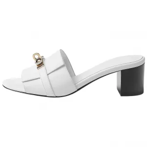 HERMES Слипоны Slide 5 см женские white