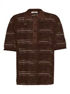Ажурная рубашка-поло COMMAS, коричневый