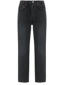 Прямые джинсы с необработанными краями RE/DONE, черный