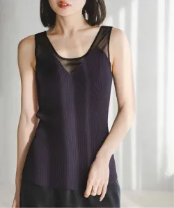 Прозрачная комбинированная трикотажная майка с чашечками Noble, цвет Black