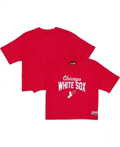Женская красно-черная футболка Chicago White Sox 2025 City Connect в тонкую полоску New Era