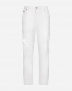 Джинсы из хлопкового денима с потертостями Dolce & Gabbana, синий