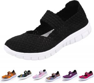 женские эластичные плетеные прогулочные туфли mary jane Baimiu, черный