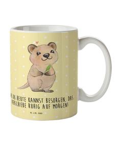 Детская кружка Quokka Happy с надписью в пастельно-желтых тонах Mr. & Mrs. Panda