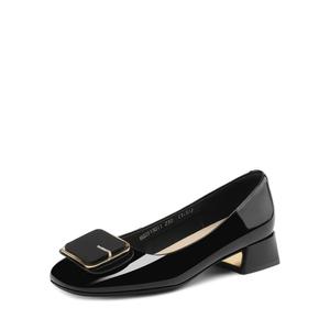 BOERDIQI Женские туфли на платформе с массивным каблуком 3,2 см черные на овчинной стельке, цвет Black (Sheepskin Insole)