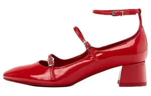ZARA Туфли Мэри Джейн на массивном каблуке 4 см, женские, красные