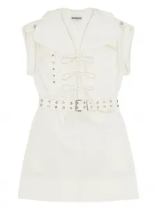 Платье с поясом GANNI, белый