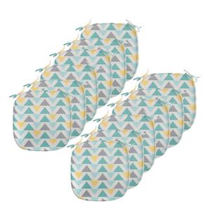 Подушки для обеденного стула ABAKUHAUS с геометрическим рисунком, стиль шеврон в стиле ретро, ​​декоративная водонепроницаемая подушка с ремнями для кухонных сидений, 40 см x 40 см — упаковка из 12 шт., цвет морской пены желто-серый
