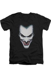 Футболка с коротким рукавом и V-образным вырезом для взрослых с портретом Бэтмена и Джокера из хлопка премиум-класса Gildan, черный