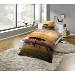 Постельное белье KiNZLER «постельное белье с фотопринтом «Саванна»», простое в уходе, цвет bunt