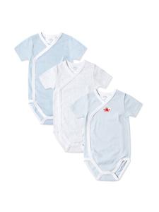 Stellou & friends Комплект из боди и накидки, с короткими рукавами, цвет «крабовый» на светло-голубом фоне