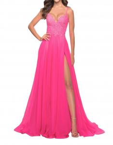 Пышное платье-юбка из шифона в неоново-розовом цвете La Femme