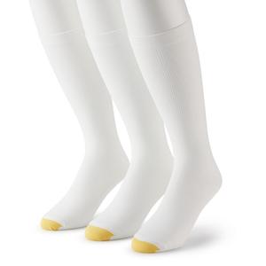 Мужские носки GOLDTOE в рубчик, 3 пары, мягкая компрессия (без рецепта), белый