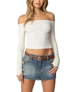 Топ с открытыми плечами Aurelie Edikted, слоновая кость/кремовый