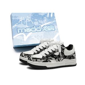 Легкие дышащие низкие скейтерские кроссовки для увеличения роста Unisex Medd, белый/черный