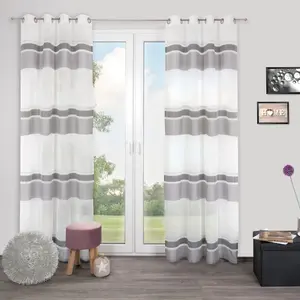 Штора Vilmar с люверсами, 1 шт., с узкими и широкими полосами Decolife, антрацит/серый/белый