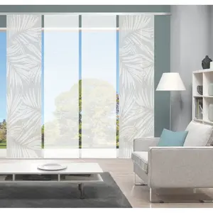 Вид шторы с подвижными панелями PACEY Комплект из 4 шт., сдвижная штора, бамбук, цифровая печать Vision, серо-коричневый