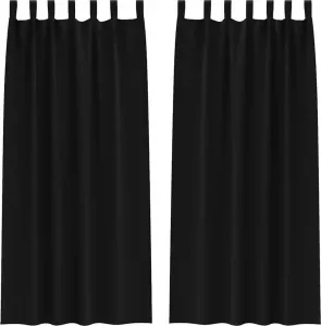 Плотные шторы с кольцами, 2 шт., черные, 245 x 140 см vidaXL