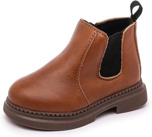 Детские ботинки для мальчиков и девочек яркого цвета со шнуровкой, ботинки на щиколотку с боковой молнией Mybozz, Brown-Q10