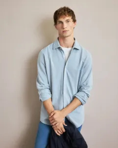 Мужская однотонная меланжевая пике-рубашка Emidio Tucci, светло-голубой