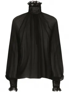 Шелковая блузка с высоким воротником DOLCE & GABBANA, черный